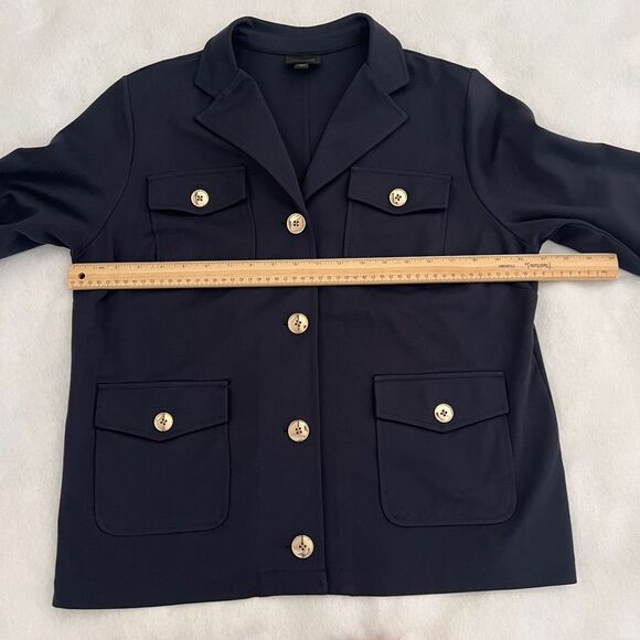 J. Jill Women's Medium Navy Blue Wearever Collection Button-Front Jacket - Picture 6 of 8